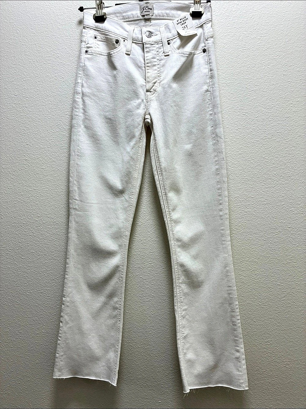 J.Crew 9" Billie Demi-Boot Crop Jean in White Wash Jeans White Wash